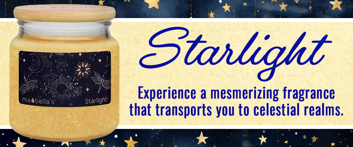 Starlight - Experience a mesmerizing fragrance that transports you to celestial realms - Available in 16oz Jars & Mia Melts™