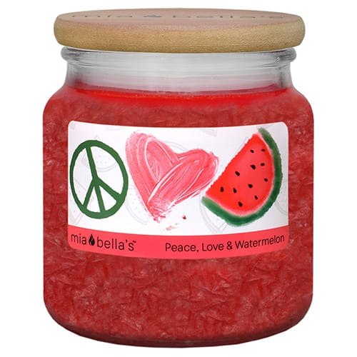 Mia Bella's Peace, Love Watermelon 16oz Jar candles fragrance